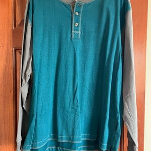 Stanley Teal and Gray Men's Henley Shirt